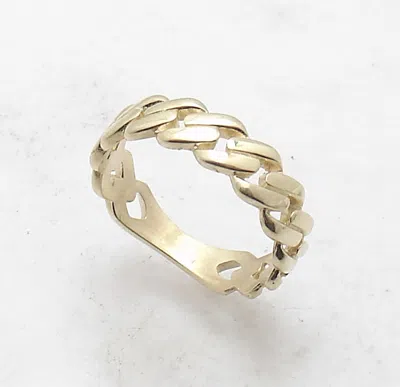 Pre-owned Bestgoldshop Size 10 Mens Miami Cuban Curb Band Ring Real Solid 10k Yellow Gold