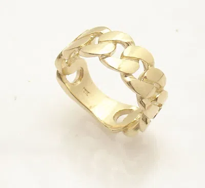 Pre-owned Bestgoldshop Size 9 Mens Miami Cuban Curb Band Ring Real Solid 14k Yellow Gold 10.2 Grams