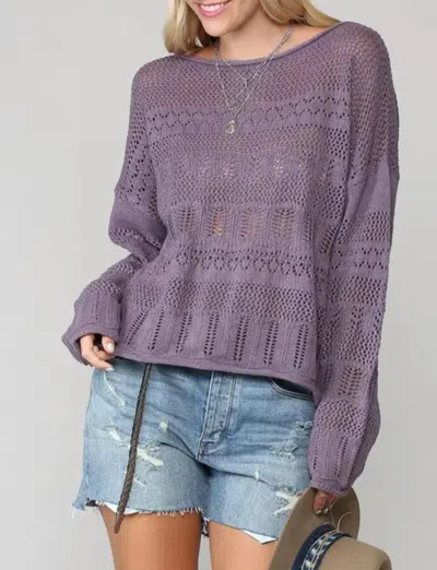 Bestto Open-knit Cotton-blend Sweater In Purple