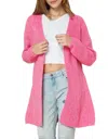 Bestto Ribbed-knit Open-front Cardigan In Hot Pink In Pink