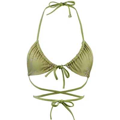 Be.swimwear Women's Jade Reversible Triangle Bikini Top - Olives/green