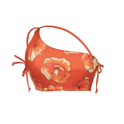 Be.swimwear Women's Red Helene Reversible One-shoulder Bikini Top - Poppies/coral