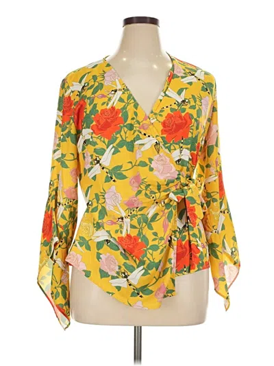 Pre-owned Betabrand 3/4 Sleeve Blouse In Yellow