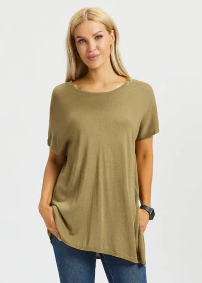 Betabrand Asymmetrical Boatneck Sweater In Green
