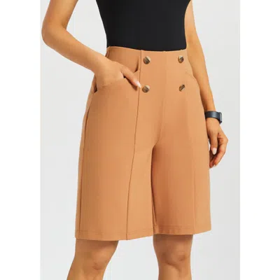 Betabrand Atlantic Wide Leg Bermuda Shorts Stretch Ponte In Brown