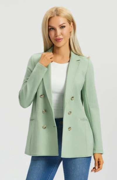 Betabrand Double Breasted Blazer Stretch Ponte In Brown