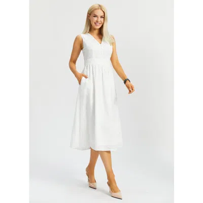 Betabrand Eyelet Fit And Flare Dress In White