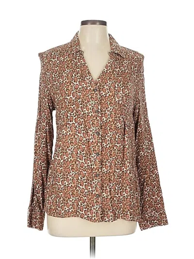 Pre-owned Betabrand Long Sleeve Blouse In Brown