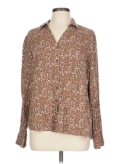 Pre-owned Betabrand Long Sleeve Blouse In Brown