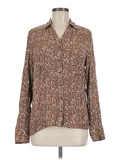 Pre-owned Betabrand Long Sleeve Blouse In Brown