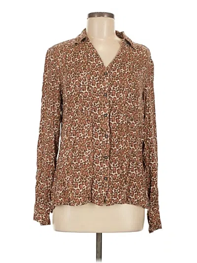 Pre-owned Betabrand Long Sleeve Blouse In Brown
