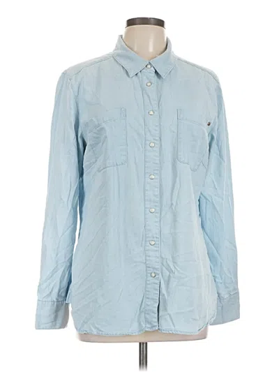 Pre-owned Betabrand Long Sleeve Button Down Shirt In Blue