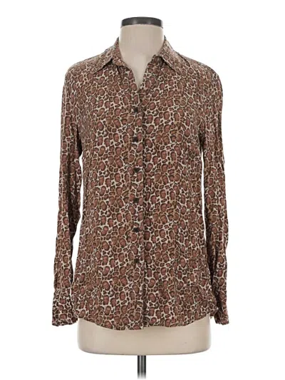 Pre-owned Betabrand Long Sleeve Button Down Shirt In Brown