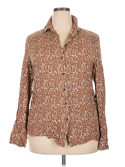 Pre-owned Betabrand Long Sleeve Button Down Shirt In Brown