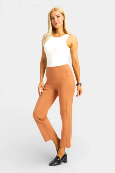 Betabrand Monroe Crop Trouser Dress Pant Yoga Pants Straight Leg In Brown