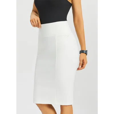 Betabrand Power Down High Waist Pencil Skirt In White