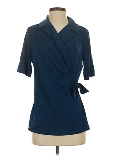 Pre-owned Betabrand Short Sleeve Blouse In Blue
