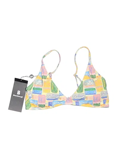 Pre-owned Betabrand Swimsuit Top Yellow Print Pattern Swimwear
