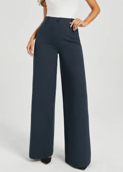 Betabrand Two Pocket Dpyp Dress Pant Yoga Pants Wide Leg In Blue