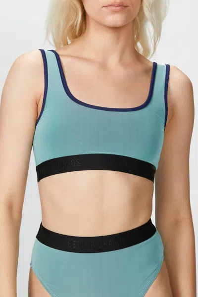 Beth Richards Mesh Overlay Kim Bikini Top In Mint In Blue