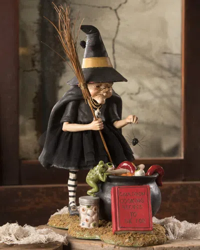 Bethany Lowe Cauldron Cooking Witch In Black/green/red