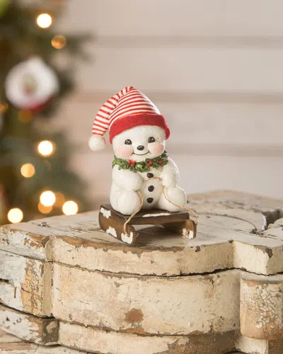 Bethany Lowe Down The Slopes Snowman Christmas Decoration In White