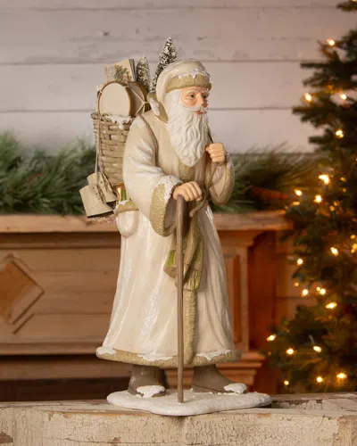 Bethany Lowe Father Christmas With Basket Figurine In Neutral