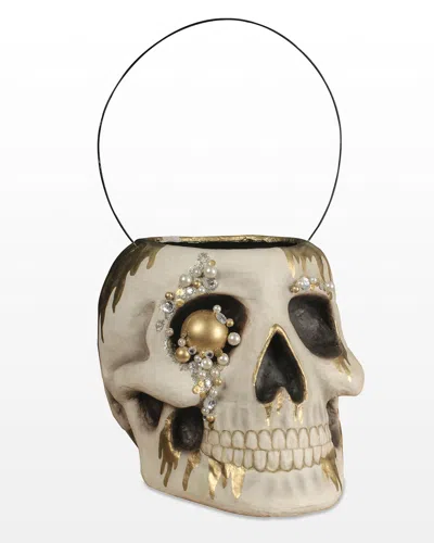 Bethany Lowe Jeweled Skull Bucket, Large In Multi