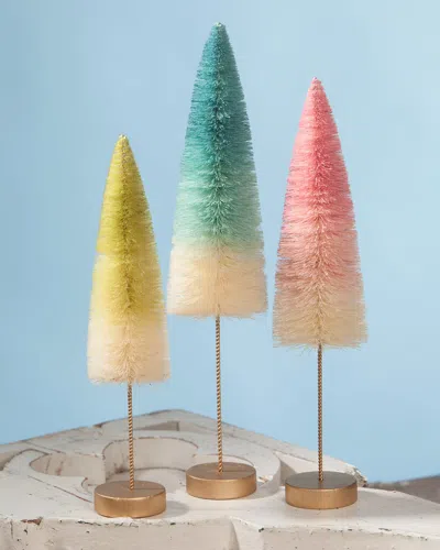 Bethany Lowe Spring Ombre Trees, Set Of 3 In Multi Pattern
