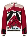 Bethany Williams Abstract-floral Half-zip Sweater In Burgundy