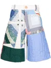 Bethany Williams Blue Quilted Blanket Shorts In Neutrals