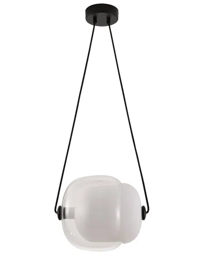 Bethel International 11.8in Metal Led Pendant With Glass Shade In Black