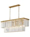 Bethel International 18-light 50in Two-tier Chandelier With Hanging Crystals In Gold