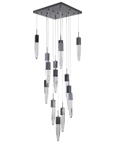 Bethel International 24in Metal Chandelier With Iceberg Crystals In Gray