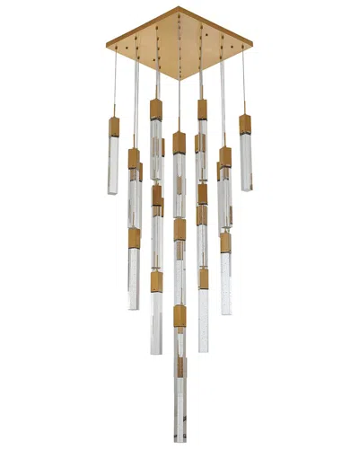 Bethel International 25-light Island Lighting With Hanging Block Crystal  Pendants In Gold