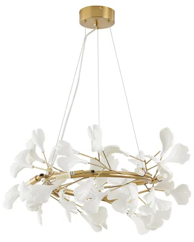 Bethel International 6-light Chandelier With Matte Leaf Petals In Gold
