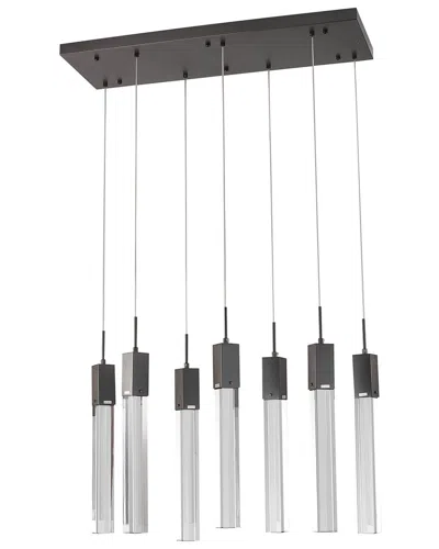 Bethel International 7-light Matte Island Lighting With Hanging Block Crystal  Pendants In Black