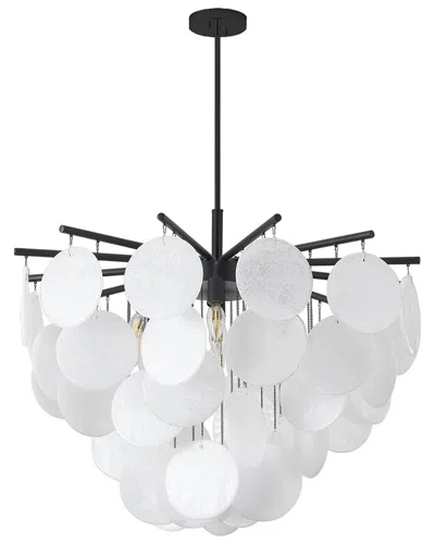 Bethel International 7-light Stain Chandelier With Frosted Glass Petals In Black