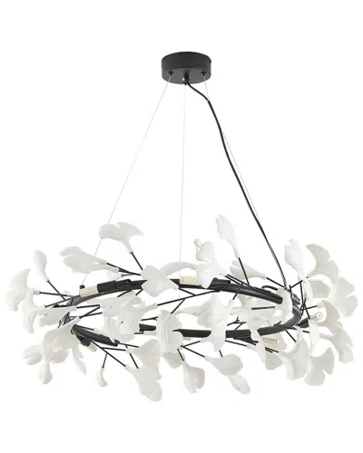 Bethel International 8-light Chandelier With Matte Leaf Petals In Black