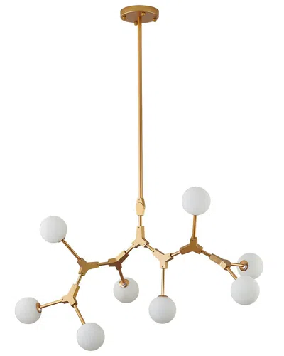 Bethel International 8-light Chandelier With Milk Glass Shades In Gold