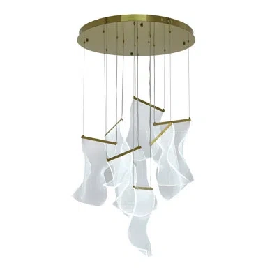 Bethel International 8-light Chrome Chandelier With Acrylic Crumbled Sheet Pendants In Brass