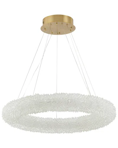 Bethel International Dimmable Led Chandelier With Spiky Crystal Halo In White