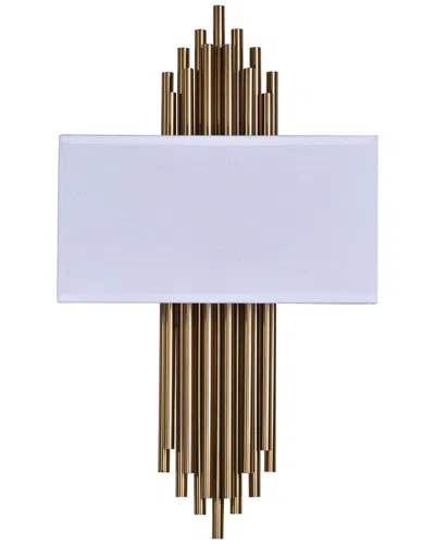 Bethel International Metal Wall Sconce With Fabric Shade In White