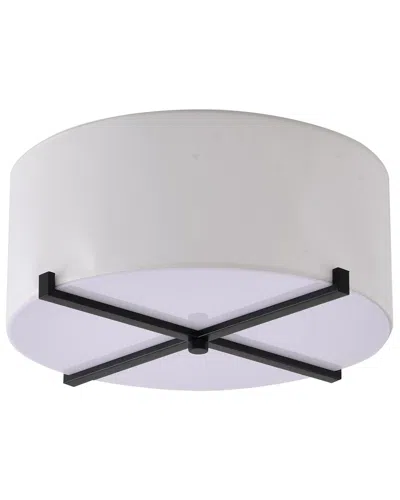 Bethel International Stainless Steel Flush Mount With Fabric Shade In White