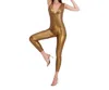 Bethelhelena Bare V-neck Jumpsuit In Golden Bronze Metallic In Multi