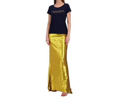 Bethelhelena For Women By Women Short Sleeve Tee In Navy In Gold Text In Blue
