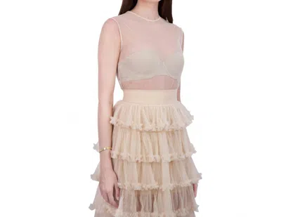 Bethelhelena Gilded Fairy Crew Neck Tulle Top In Creme In Sand