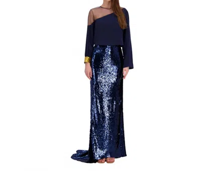 Bethelhelena Sequin Skirt In Navy Nights In Blue