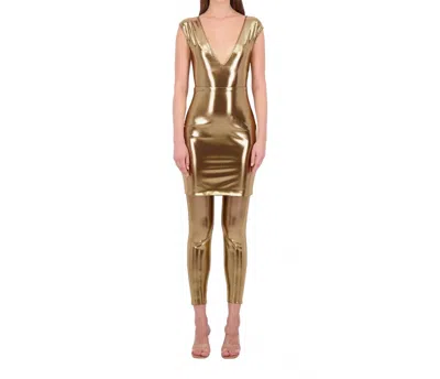 BETHELHELENA WANDERLUST BARE BODYSUIT AND MINI KSIRT PAIR IN HOLOGRAPHIC BLACK