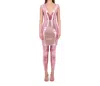 Bethelhelena Wanderlust Bare Bodysuit And Mini Skirt Pair In Holographic Bubblegum Pink In Multi